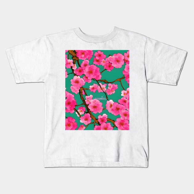 Cherry Blossoms Kids T-Shirt by Bizaire